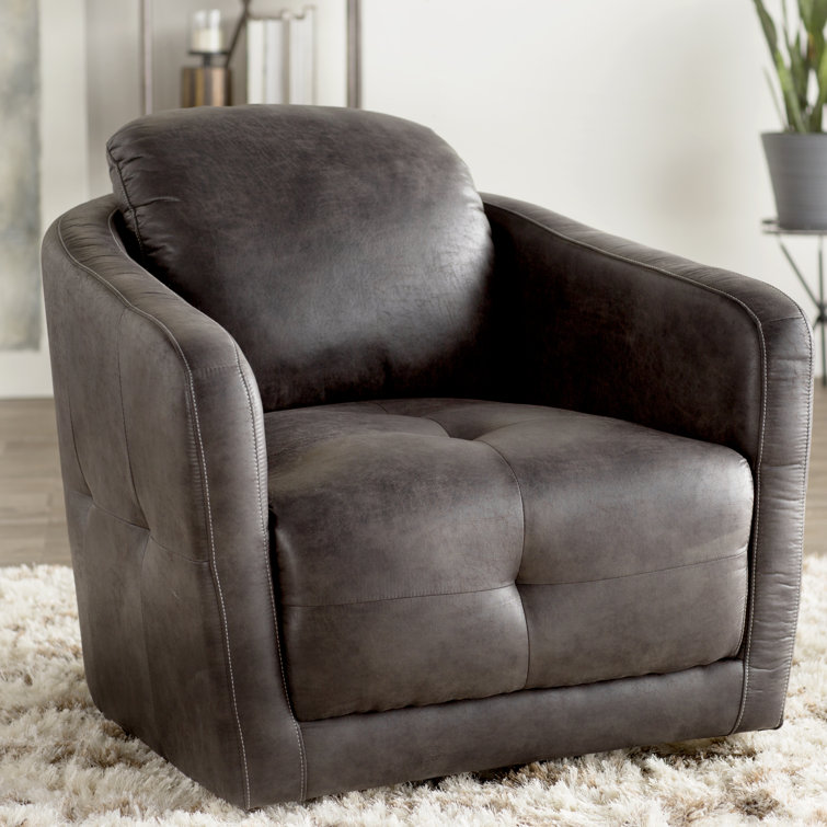 Industrial Lodge Home Cecil 39'' Wide Swivel Barrel Chair & Reviews